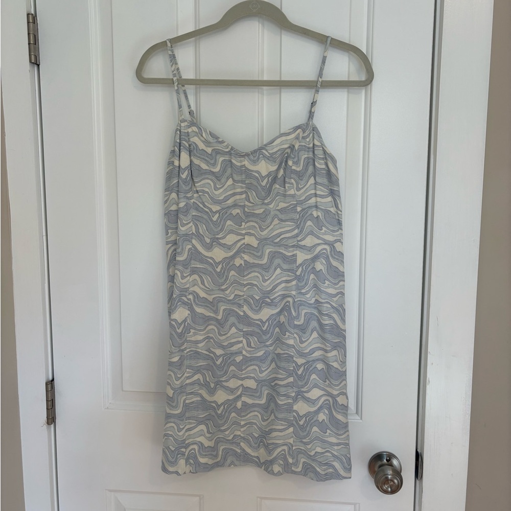 Abercrombie Blue and White Wave Pattern Mini Dress Size M